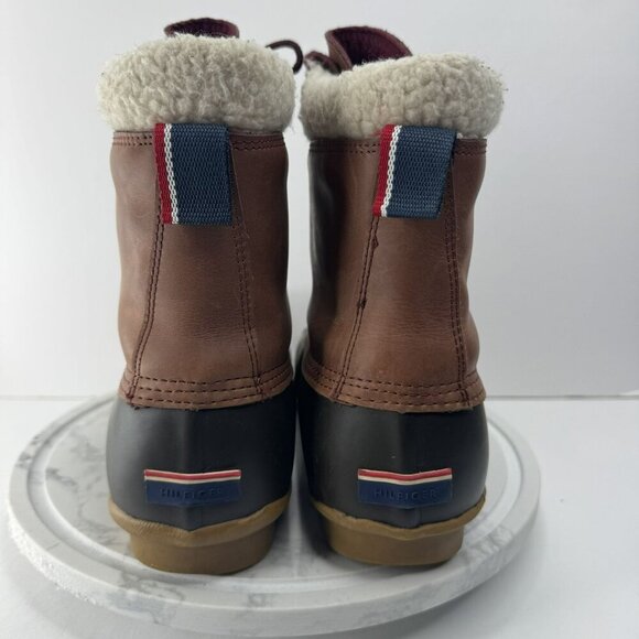 Tommy Hilfiger TwRussel Leather & Rubber Duck Boots Size 11 Brown Blue Womens - Picture 5 of 8